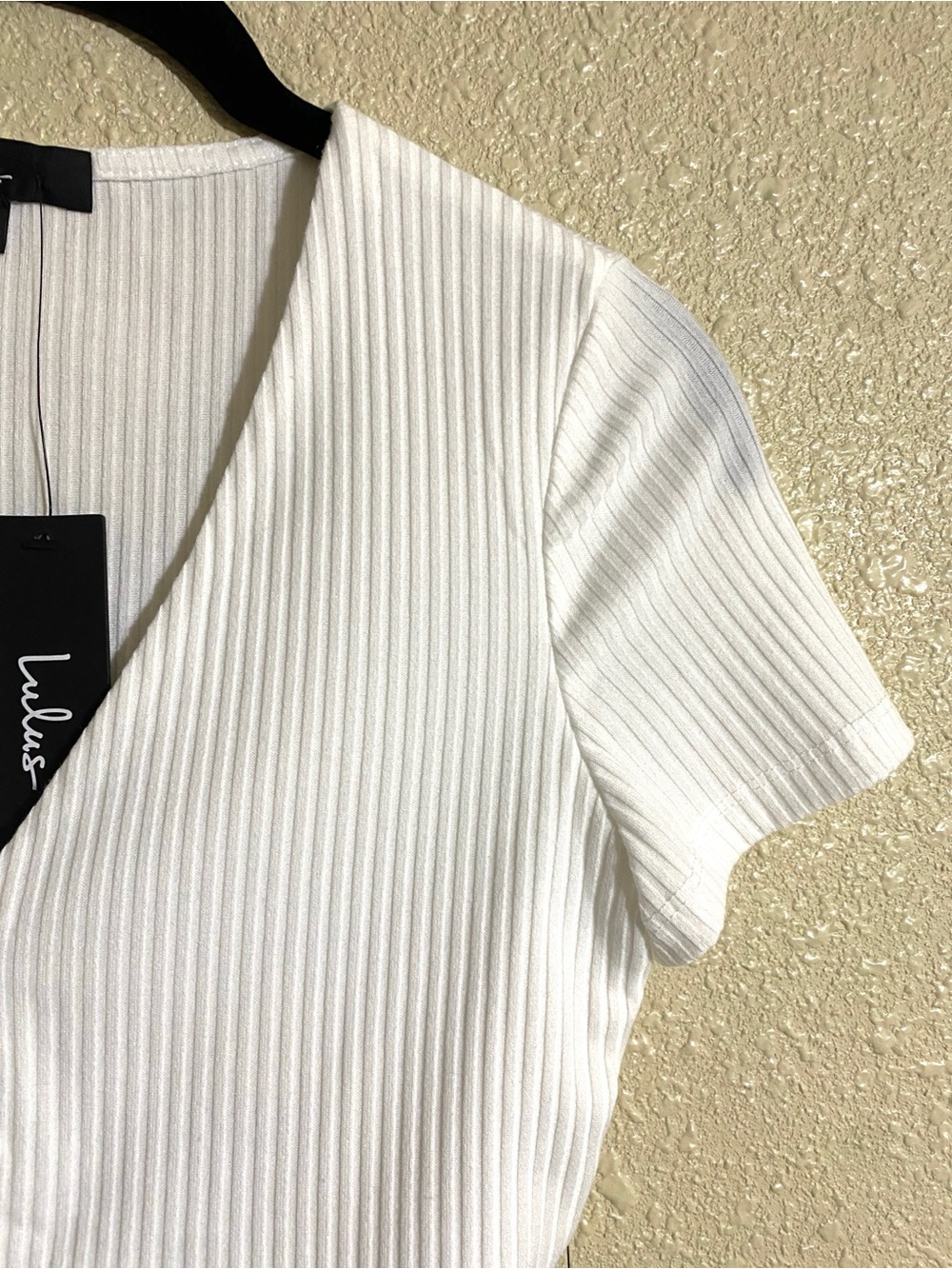 Lulus My Everyday Best White Ribbed Button Front Shirt Sleeve Top Size S NWT - Picture 5 of 11